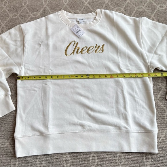 J. Crew Cream Sweater with Gold 'Cheers' Embroidery - Picture 5 of 6